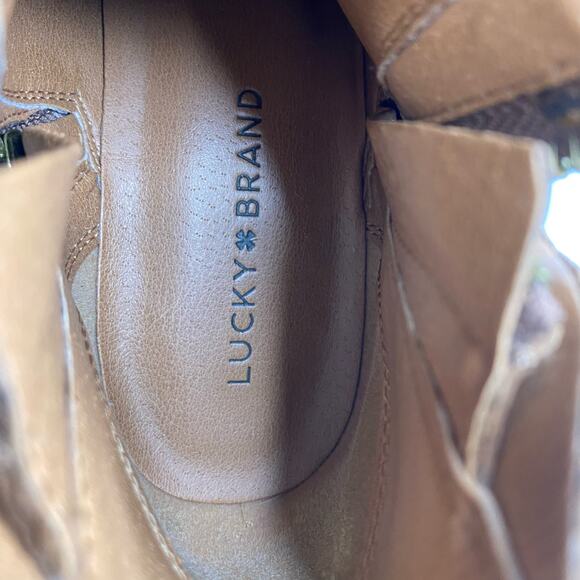 Lucky Brand Womens Brennon Leather Ankle Boots Tan Double Zipper size 9.5 - Picture 7 of 11